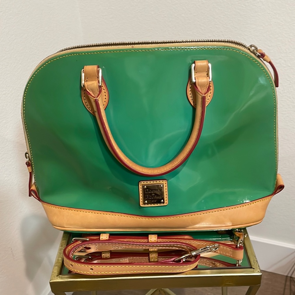 Dooney & Bourke Patent Leather Zip Satchel | Turquoise